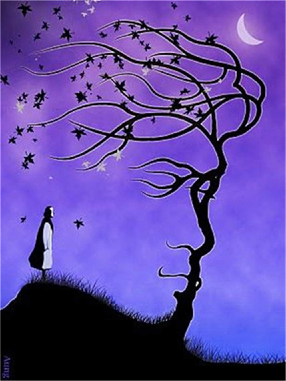 Peinture diamant complète lune toile 5D art point de croix 70x90