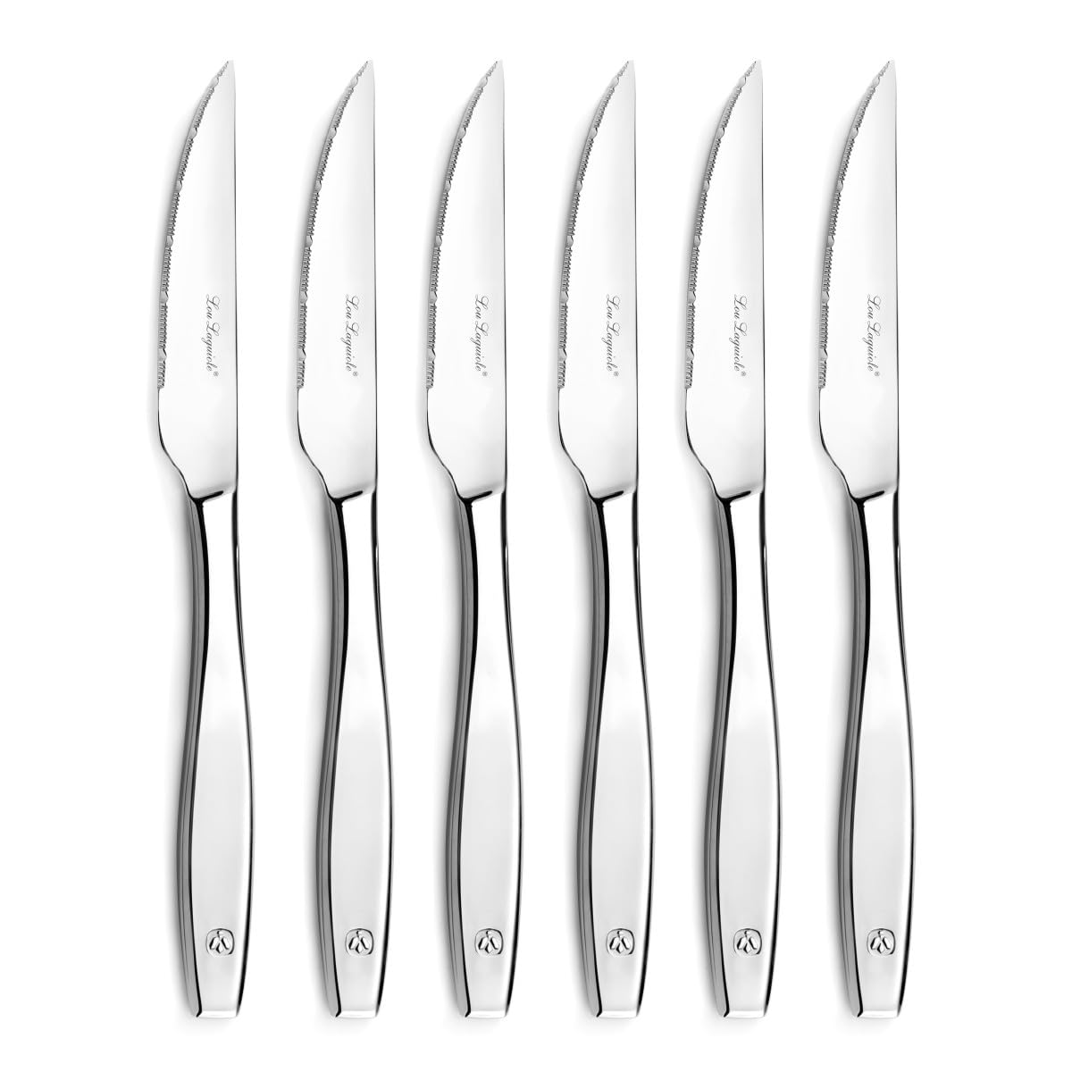LOU LAGUIOLE - Set di 6 coltelli da bistecca - Set di - Figure - Acciaio 18/0 - Finitura Specchio - Lunghezza 222 mm - Lama 10 cm - Acciaio inossidabile