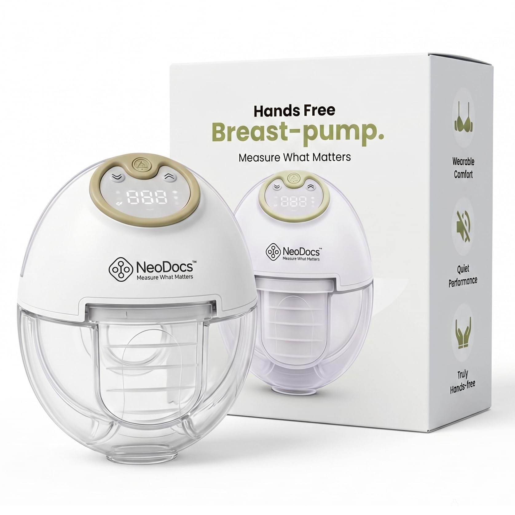 neodocs electric breast pump for feeding mothers, cordless/compact/portable/hands-free pumping with 3 modes & 8 suction levels with usb charging, fda approved, 450mmhg suction, 150ml cup, 1 year warranty, 1pk