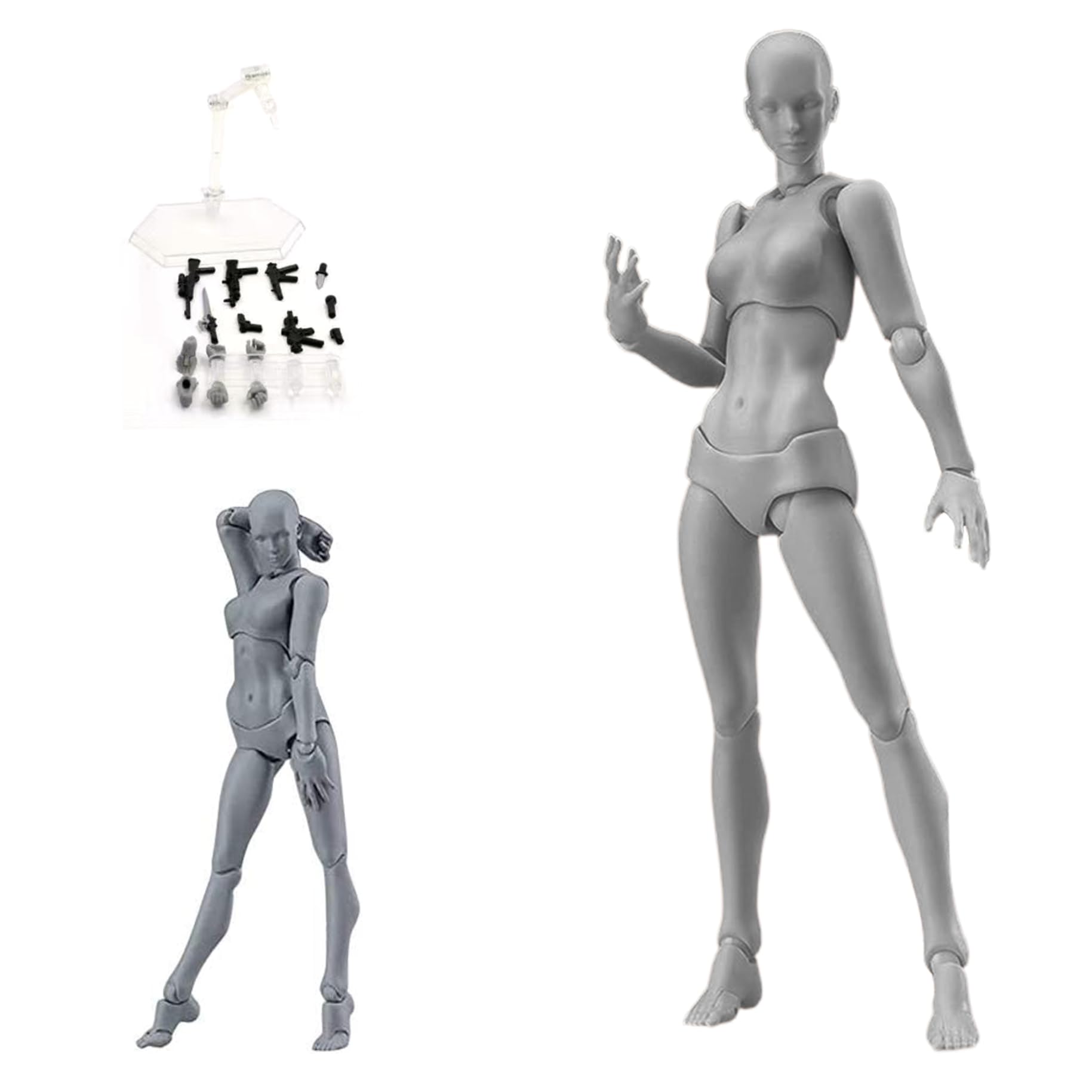 Xweptuy Action Figures 5.1in Movable Joints Flexible Drawing Figures Model with Base Lightweight Posable Drawing Figure for Sketching, Painting, Artists (Female)
