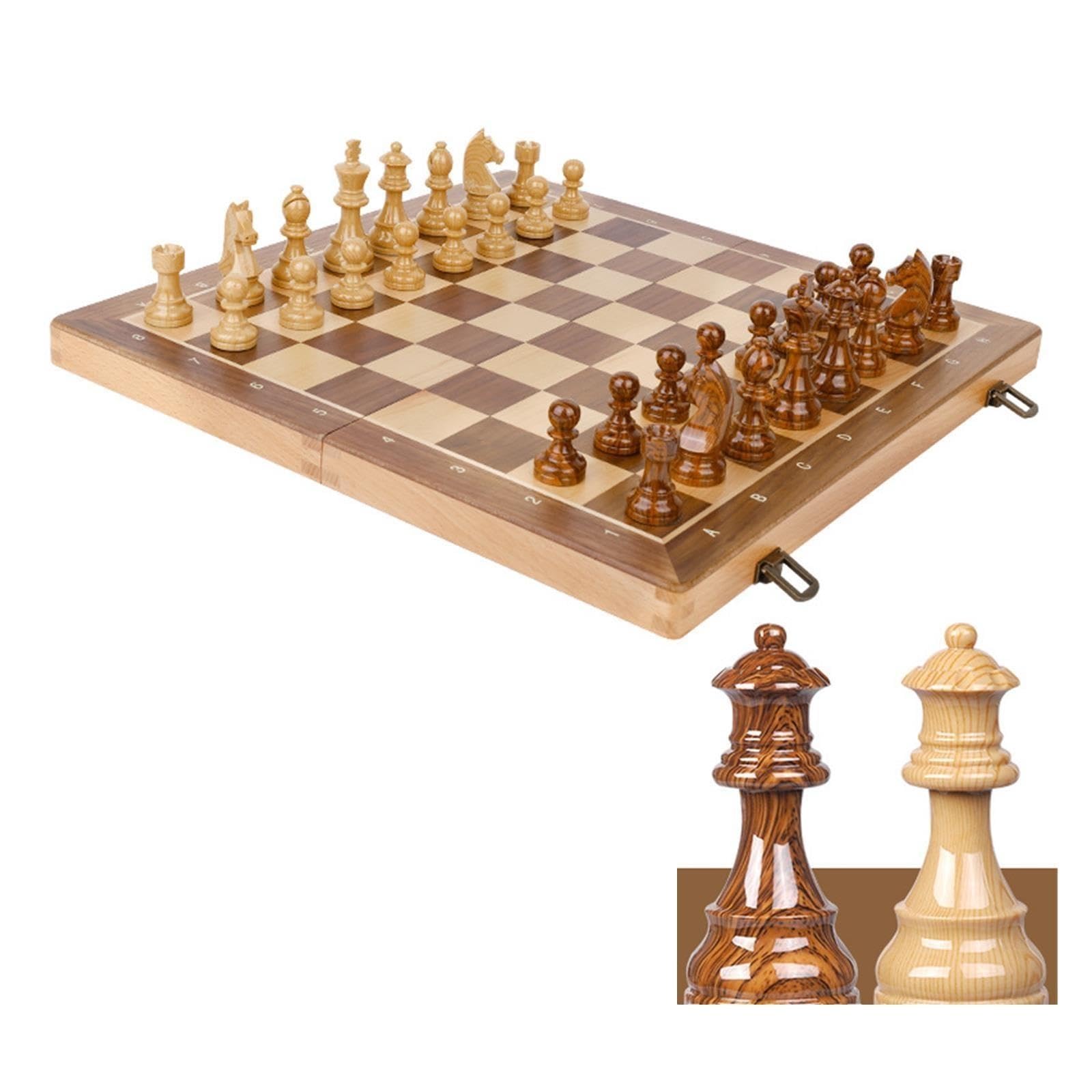 Set di scacchi in legno pieghevoli magnetici, legno completo