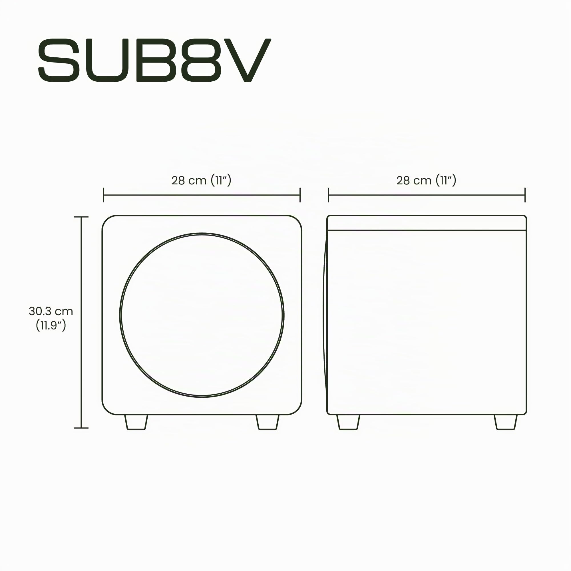Kanto SUB8 Sealed Powered Subwoofer | 300W Peak Power | 8" Woofer | Vinyl