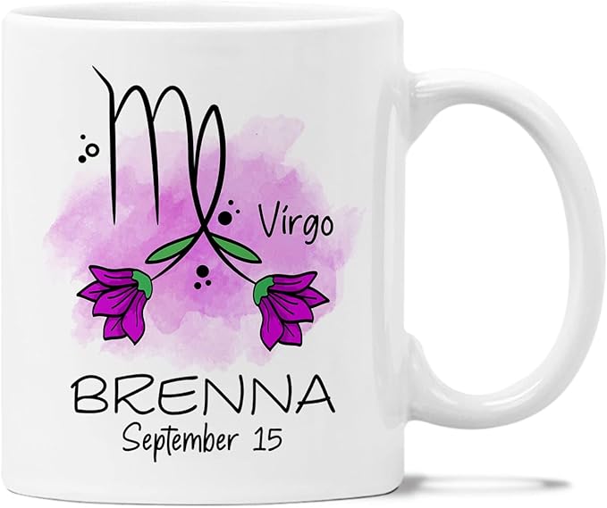 Personalized Zodiac Mug, Aquarius, Pisces, Aries, Taurus, Gemini, Cancer, Leo, Virgo, Libra, Scorpion, Sagittarius, Capricorn, Constellation Coffee Mug, Custom Horoscope Astrology Accent Mugs 11 15oz