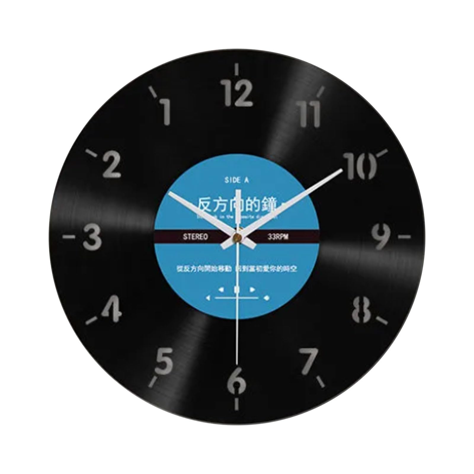 Kalttoy Chinese Version Unique Vinyls Record Backwards Reverse Wall Clock 12Inch Counterclockwise Decorative Clock For Home And Decors Home Decors