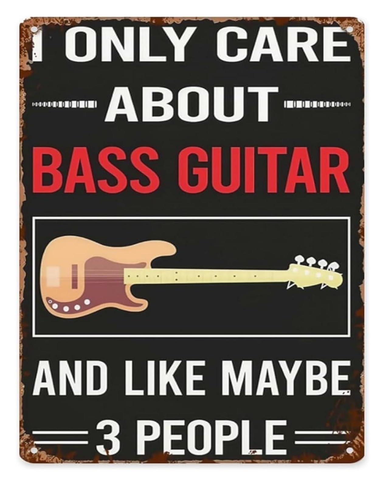 XHAJCSJWGD Rustic Tin Sign 3 Bass Guitarists Vintage Silhouette for Kitchen Bathroom Entryway Hallway Laundry Room Porch 8 X 12 in