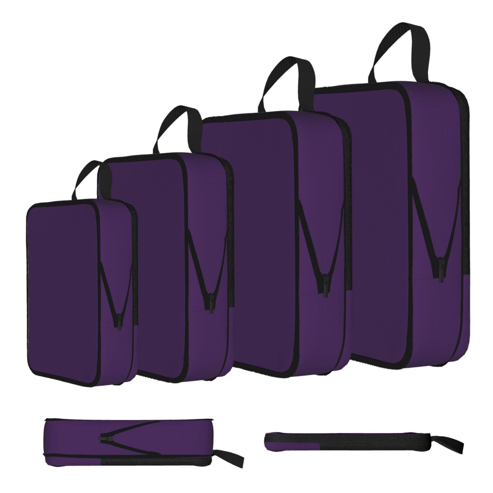 Sxzvvbn Black Dark Purple Compression Packing Cubes 4 Piece Set