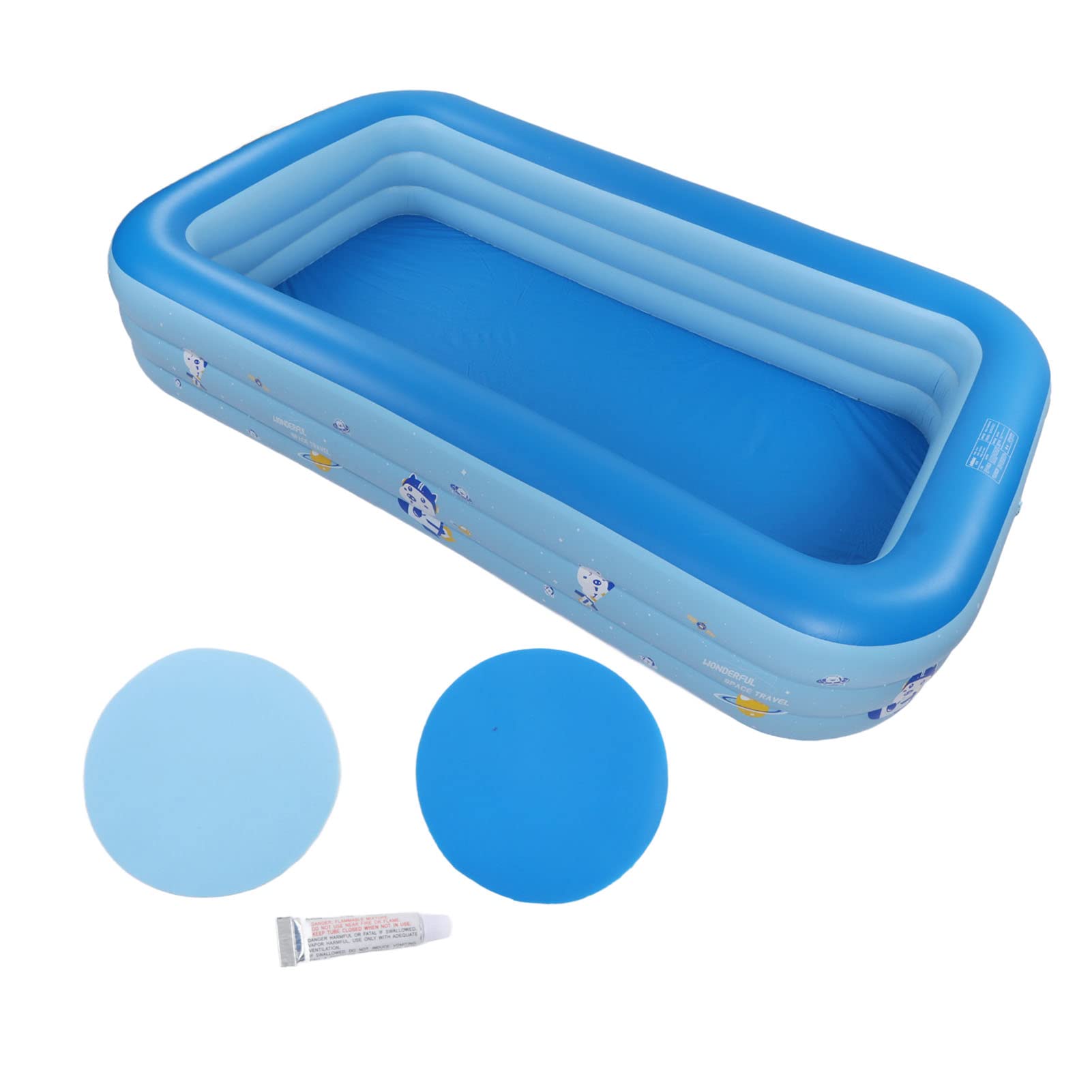 Piscina Inflable PVC Piscina Inflable Engrosada Portátil Piscina Salón Al Aire Libre para Niños Adultos Azul Blanco, 300x175x55cm 118.11x68.90x21.65in, Aprox.7850 g