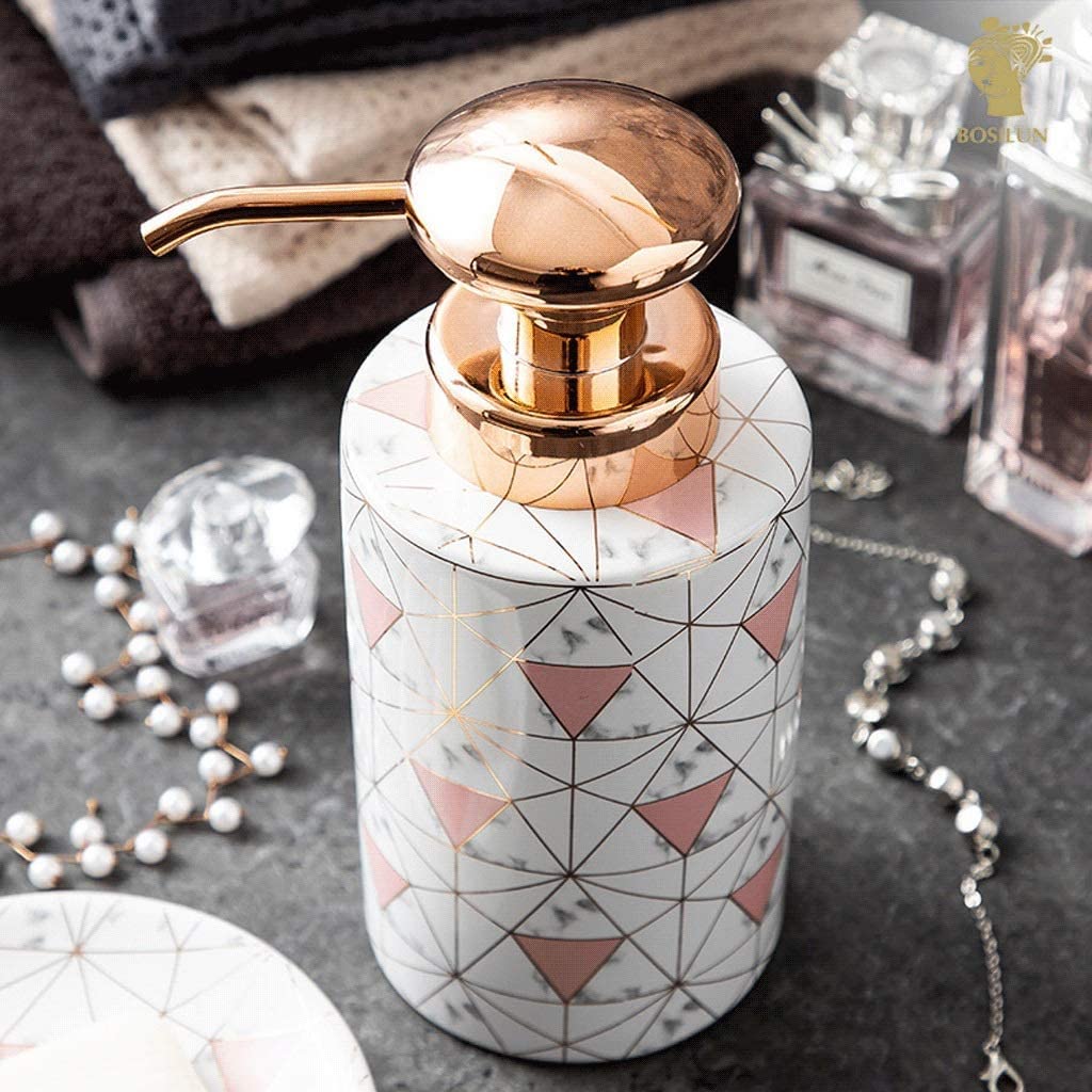 Badezimmer Set 4-teiliges Badezimmer-Zubehör-Set, Inklusive Lotionspender Mit Roségoldener Pumpseifenschale Als Einzugsgeschenk Dekoration Organizer(A)