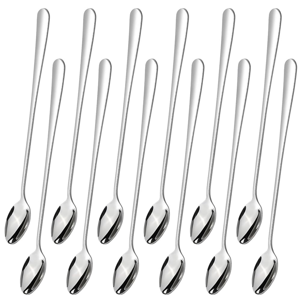 CTRLZS Long Handle 7.8 Inch Stainless Steel Spoon for Ice Tea, 12 Pieces Used in for Milk Tea Coffee Cocktail Stirring