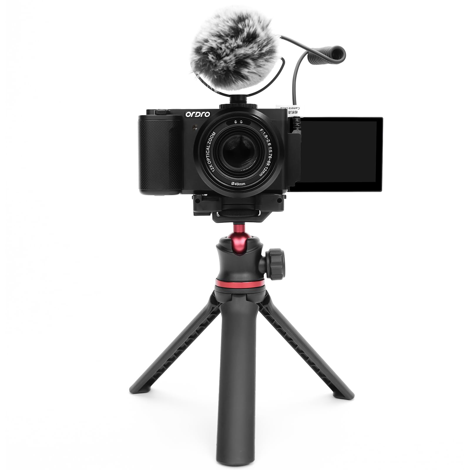 ORDRO G730 5K 64MP HD Vlog Micro Single Camera, 12X Optical Zoom Vlogging Camcorder with 3.2" IPS touch Flip Screen, WDR