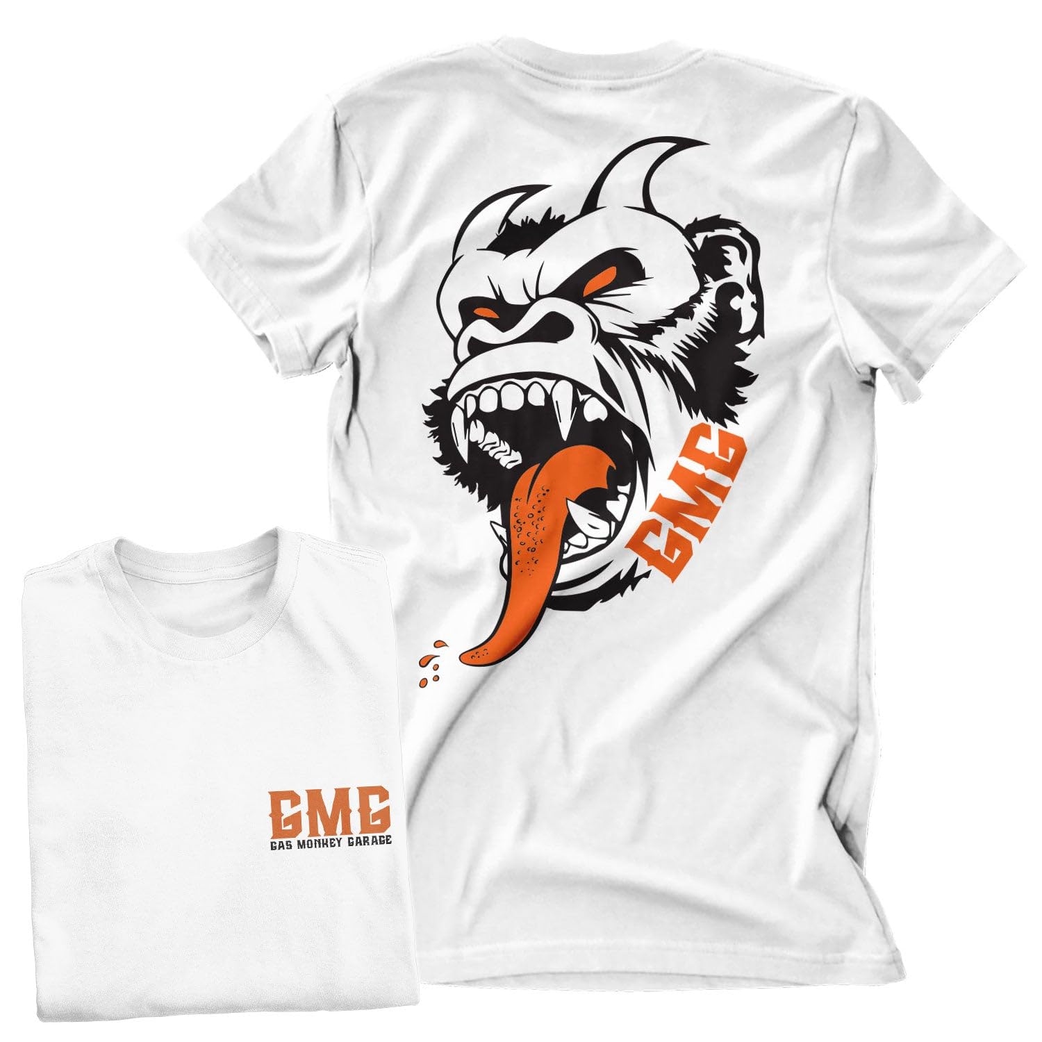 Gas Monkey Garage Men's White Officially Licensed Deamon Monkey T-Shirt (White), X-Large