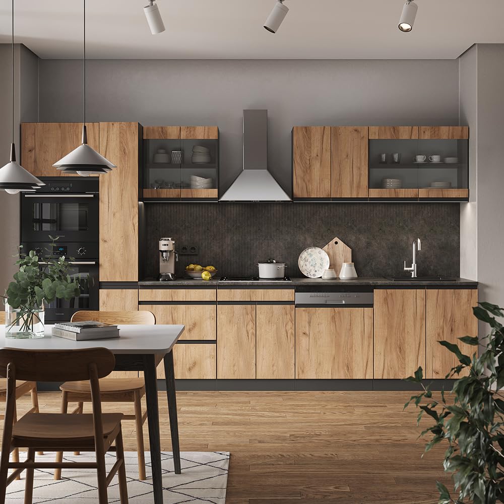 Vicco Cuisine R-Line, Chêne doré/Anthracite, 350cm