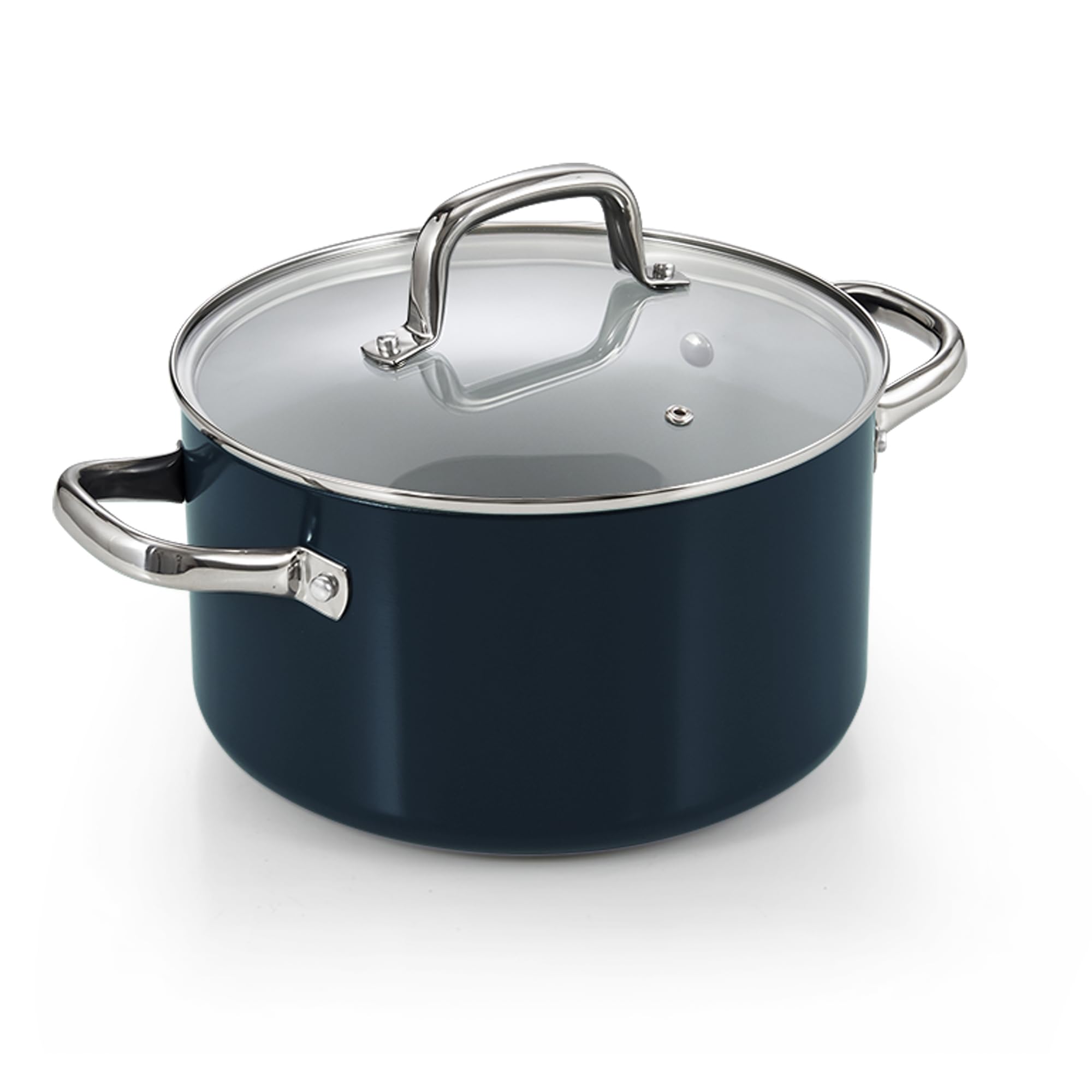Cook N Home Blue Non Stick Stock Pot With Lid, 6-Quart Hard Anodized Ceramic Nonstick Gumbo Pasta Pot, Induction Cookware Stockpot For Cooking, Canning, Sauce, Ollas Para Cocina,
