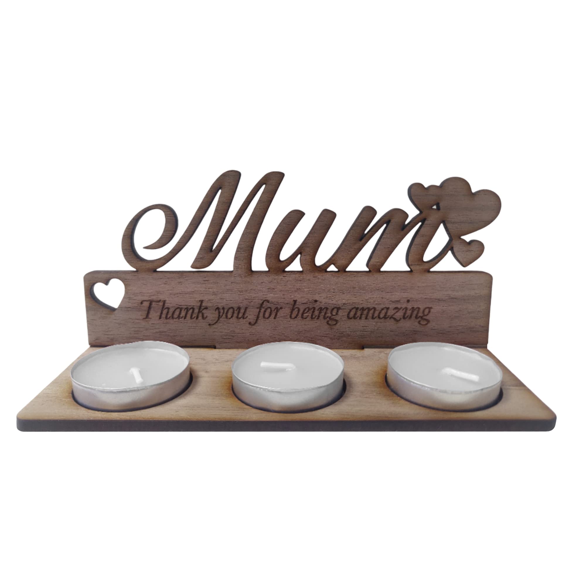 Print Maniacs Personalised Tea Light Candle Holder Gift for Her Mummy Grandma Nan Mother's Day T Light Modern House Decoration Gift (With Candles)