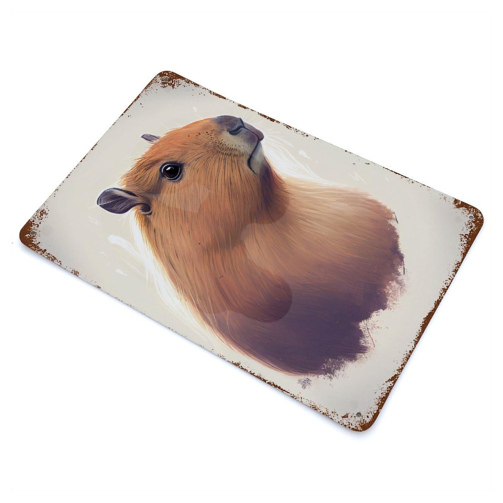 Garage Style Capybara Animal Drawing Vintage Rust Metal Sign 11.8"x7.9", Shabby Chic Decor for Bar And Workshop