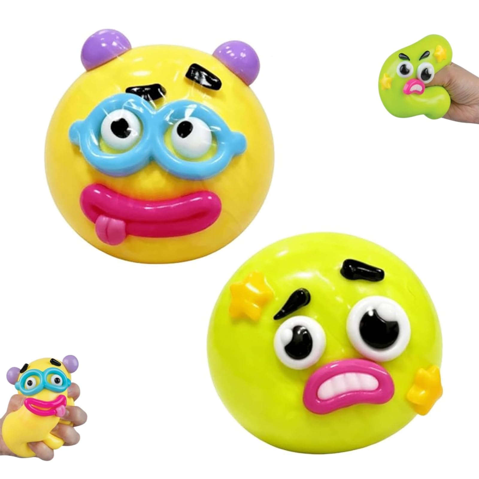 New Smushers Sensory with Interchangeable Faces, Funny Curiosities Smushers Dog Face Swap Squishy, Soft Slow Rise Moldable Sensory Fidget Stress Relief Ball, Desk Accessory for Adults (A11)