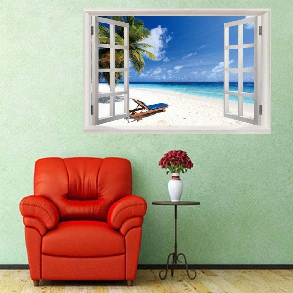YFKSLAYWall Stickers Wallpaper 3D Window View Wall Sticker Floral Pattern Scenic Mural Detachable Waterproof Home Decorations Picture Poster Vinyl