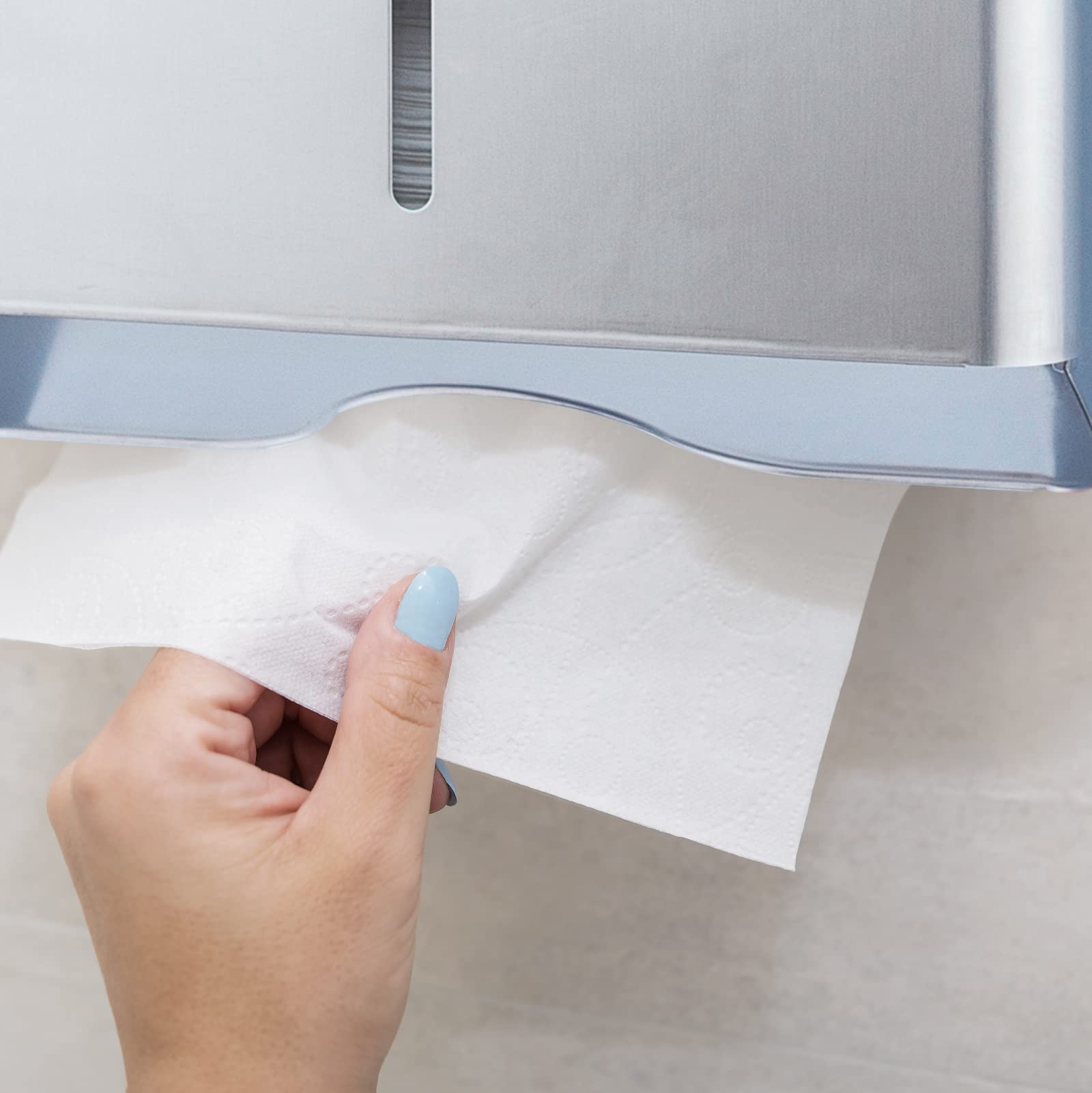 Jofel - Dispensador de Papel de Manos, Toallas Faciales, Dispensador de Papel Secamanos de Pared, hasta 600 Toallitas Zig-Zag, Antivandálico, Carcasa Inoxidable, Clásica AH14200, INOX Satinado