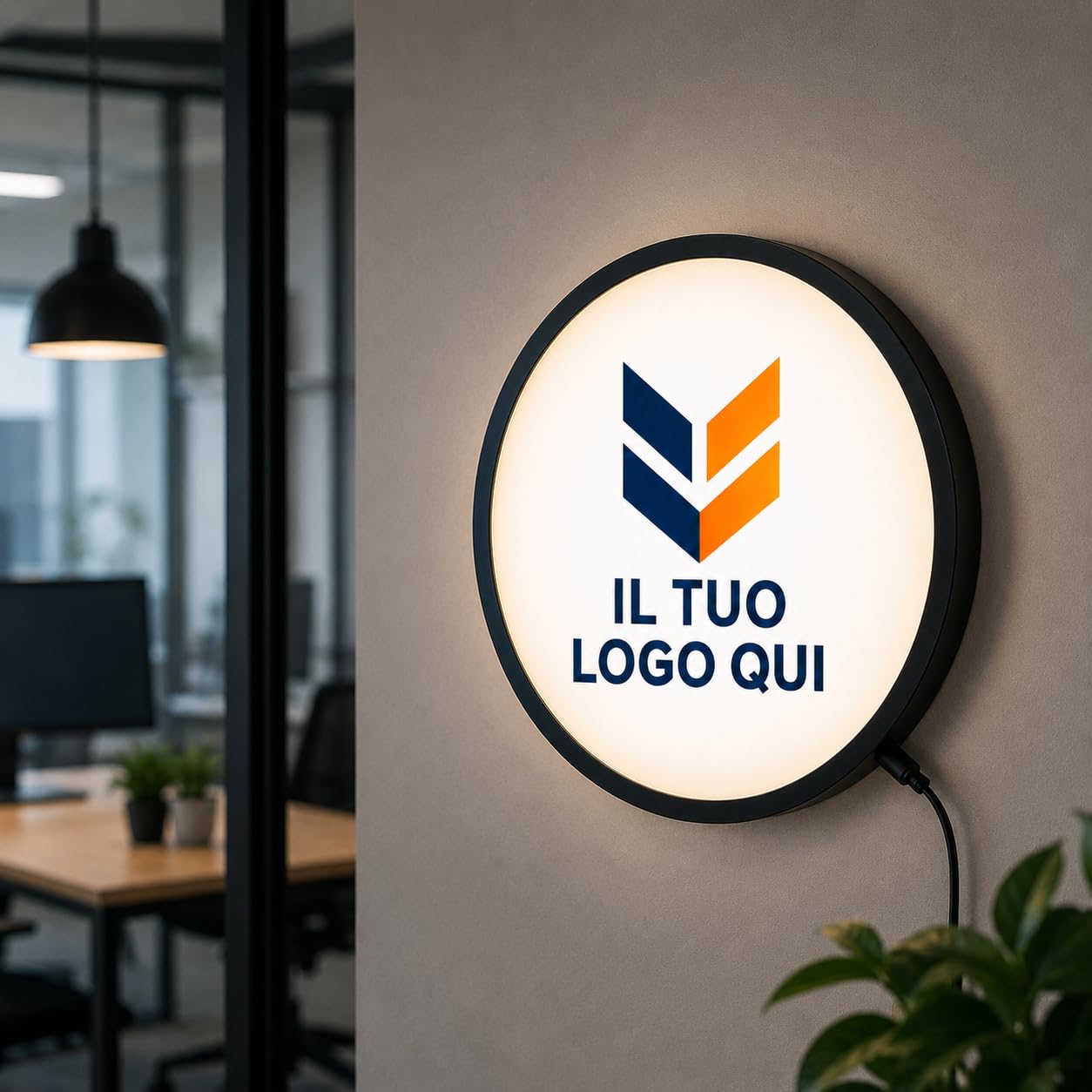 Insegna LED Personalizzata con Logo – Lightbox Luminosa 3D 22x22 cm da Parete o Scrivania, USB, Idea Regalo Aziendale, Ufficio, Negozio