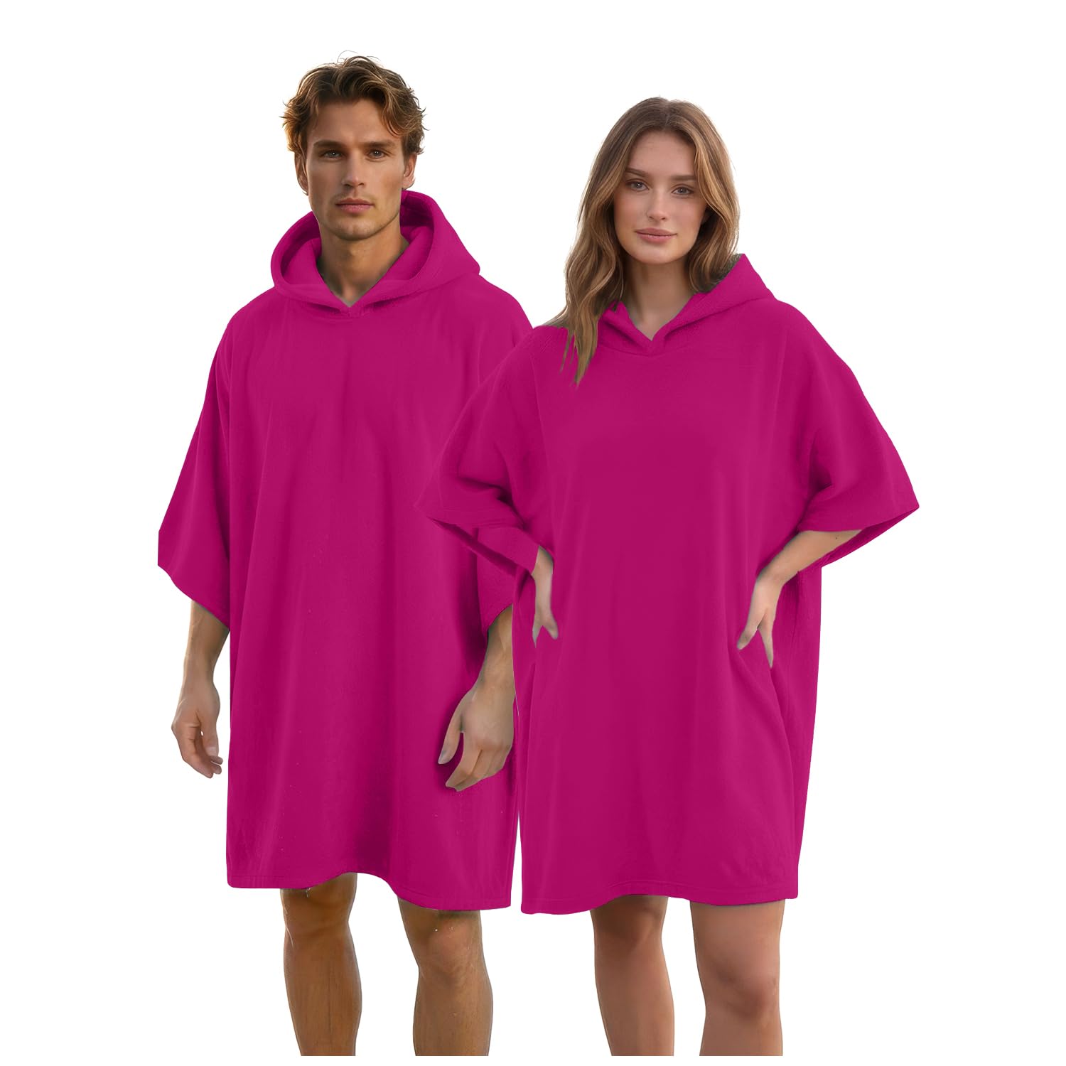 GC GAVENO CAVAILIA Poncho Towel Adult - Changing Robe Women Men for Beach, Bath, Swimming Poncho with Hooded - Lightweight, Super Absorbent Quick Drying Towel Changing Robe - 108x85cm, Pink
