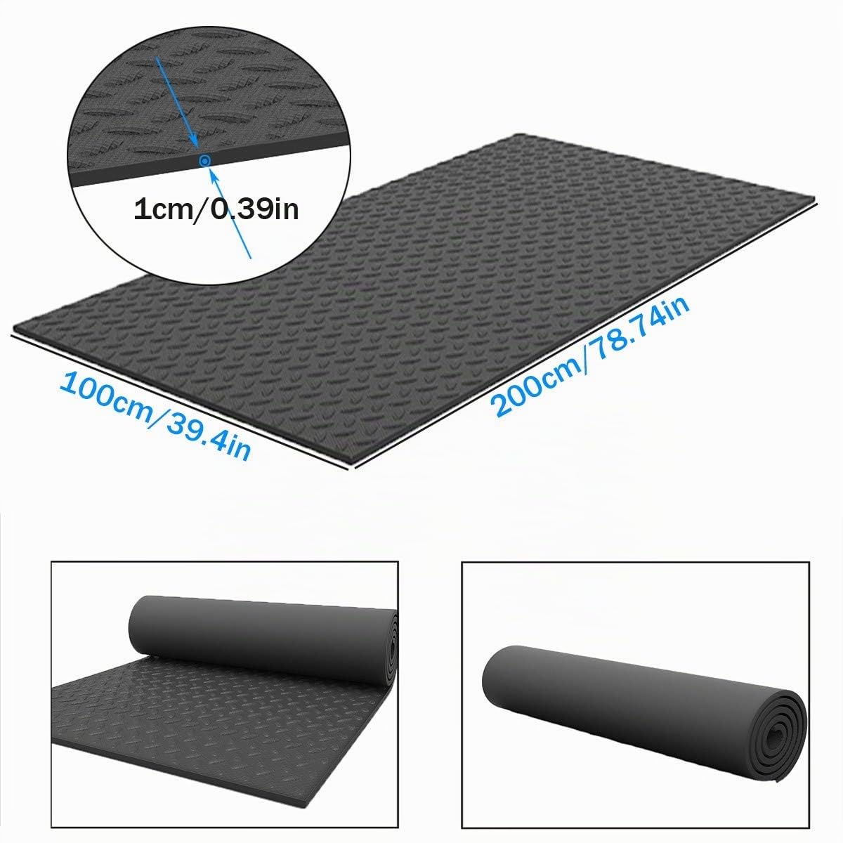Alfombra para Cinta de Correr, Alfombrilla Protectora de Suelo, Alfombrilla de Caucho Antideslizante EVA con Reducción de Ruido, Esterilla para Equipos Gimnasio 200×100 cm