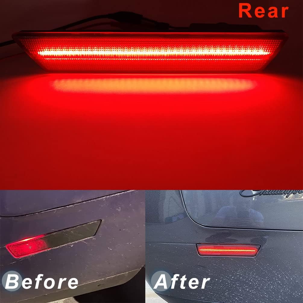 Smoked Lens Challenger Amber Red Front Rear LED Side Marker Light Kits for Dodge Challenger 2008 2009 2010 2011 2012 2013 2014 180-SMD LED Turn Signal Driver and Passenger Sidemarker Lamps Replacement