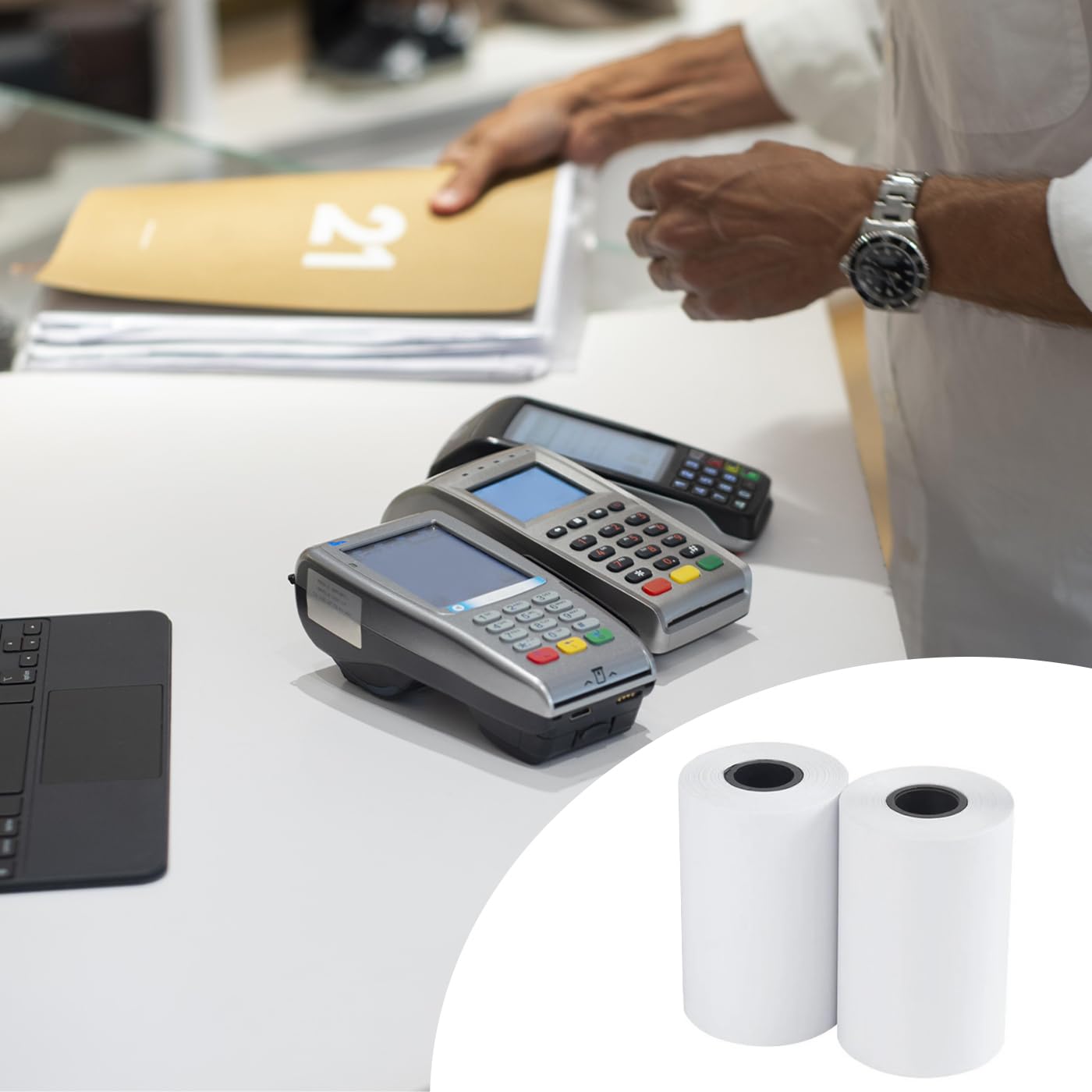 MERCURY TEXTIL- Rollos de Papel Térmico de 57x35x12mm para todos los TPV, Datafonos, Tickets e impresoras térmicas, Impresión Duradera y Clara sin Bisphenol-A (60 rollos)