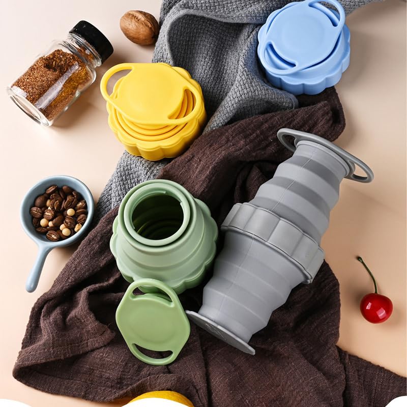 Bottiglia D'acqua Sportiva Pieghevole in Silicone A Forma Di Fiore Portatile Per Viaggi All'aperto,Grigio,9 * 9 * 17 cm