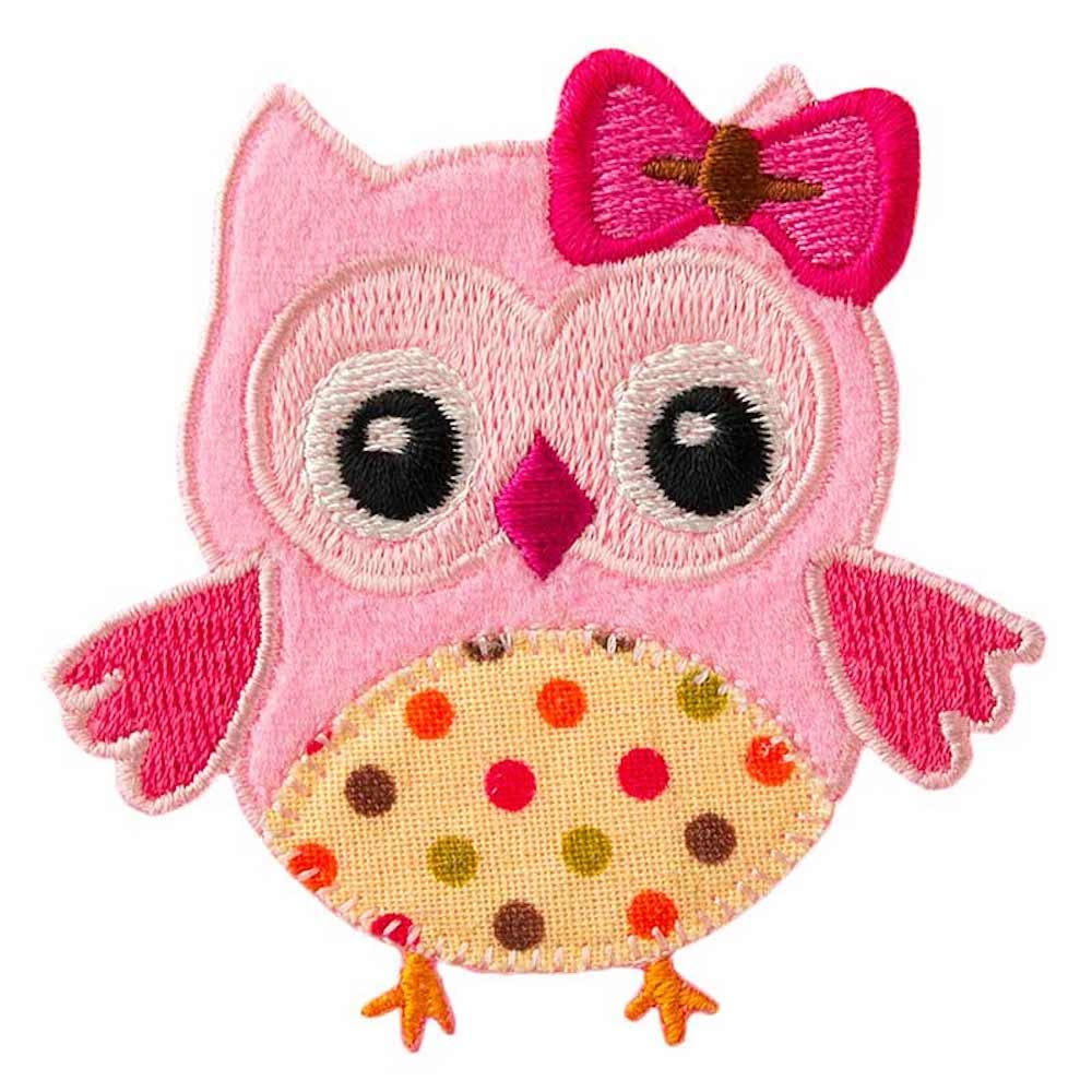 Mono-Quick GmbH Applikationen Aufbügelbare Eule, groß ca. 5,0x6,5 cm pink