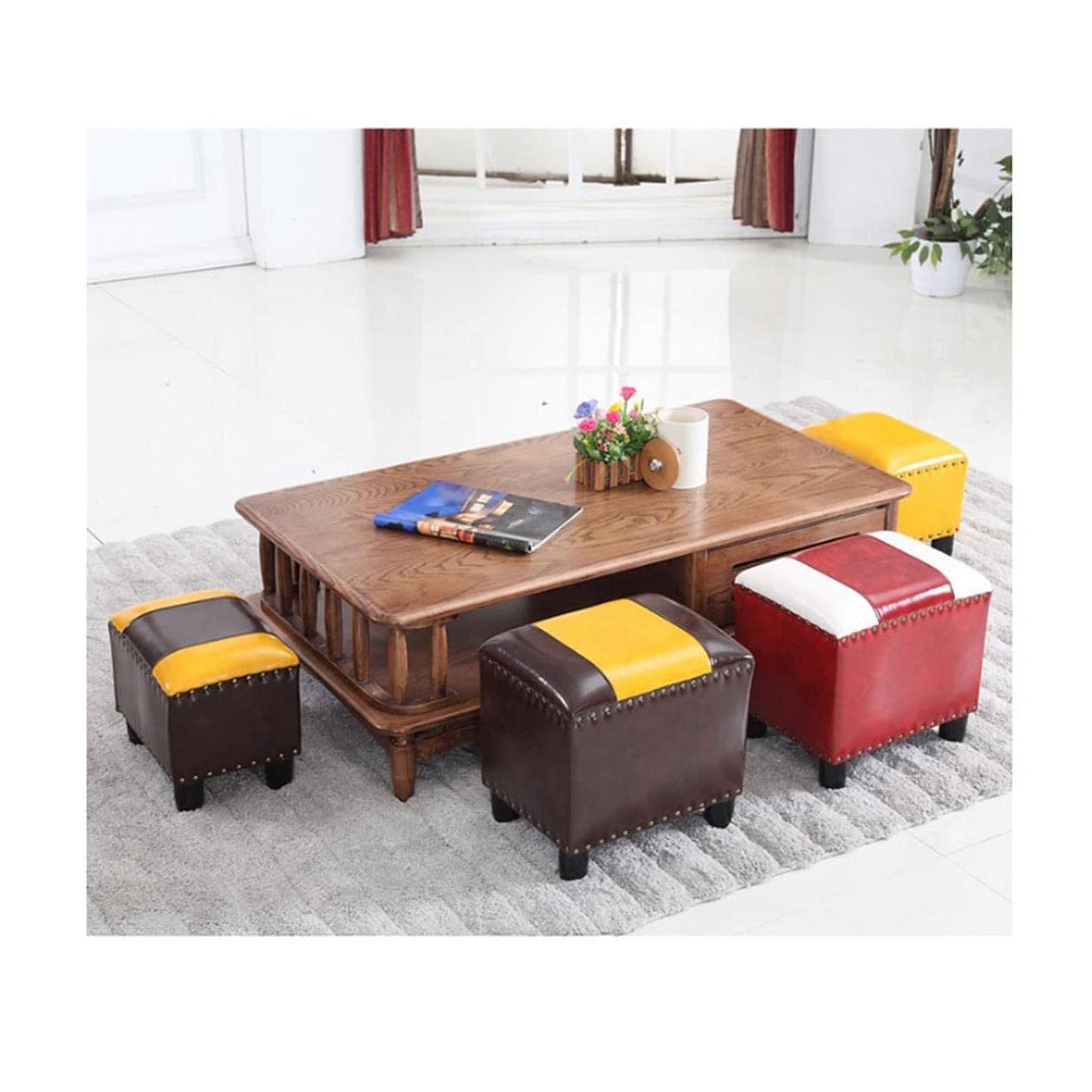 Panca per pianoforte in pelle marrone con poggiapiedi per un facile relax, perfetta per musicisti e decorazioni per la casa.