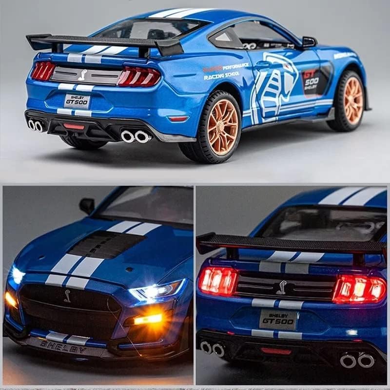 Image of SPITEN Mustang GT500 1:32 Scale Model Car Exclusive Alloy Metal Pull Back Die-cast Car Diecast Metal Pullback Toy car with Openable Doors & Light Music Best Gifts Toys Kids【Colors as Per Stock】
