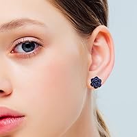 Vista 5 de Handmade Succulent Earrings 13mm Hypoallergenic 925 Sterling Silver Post Soft Ceramic Resin Stud Earrings for Women Sensitive Ears Navy Blue