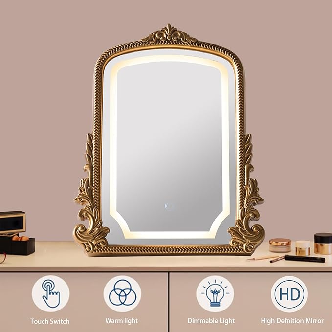 Espejo de Maquillaje Vintage HSDDHOME con Luz LED miniatura 4