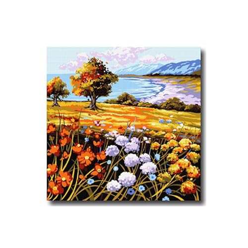 Kit de Tapiz para Bordar Completo de Tela Impresa en Cañamazo a Colores e Hilados | Paisajes Varios | medida 30x30 cm (733)