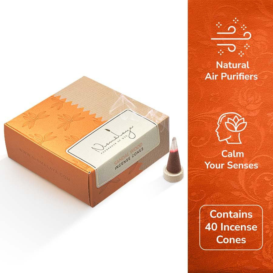 Image of Nirmalaya Premium Sandalwood Incense Combo Pack | 100% Natural Organic | 40 Incense Sticks, 40 Incense Cones, 40 Dhoop Sticks | Long-Lasting Fragrance for Pooja, Meditation & Yoga