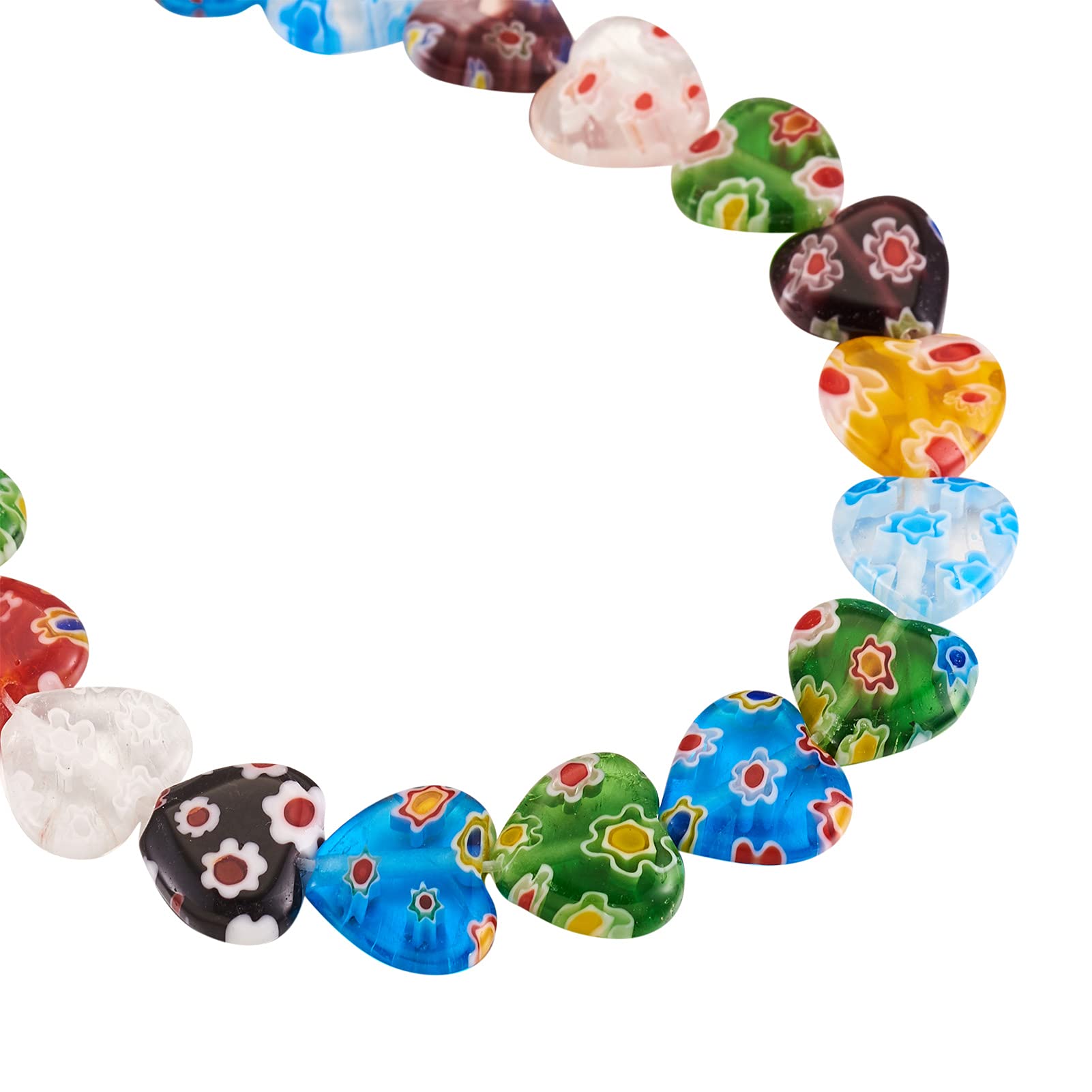 PandaHall - 1 filo di perline in vetro Millefiori ovali e piatte