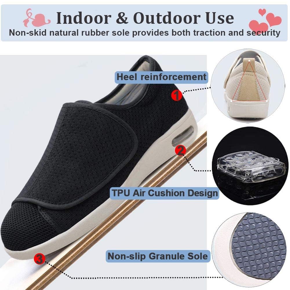 Scarpe per Diabetici Uomo Pianta Larga Invernali, Scarpe Comode per Piedi Gonfi da Donna, Ortopediche Artrite Piedi Gonfi Calzatureper Anziani Edema Pollice Valgo