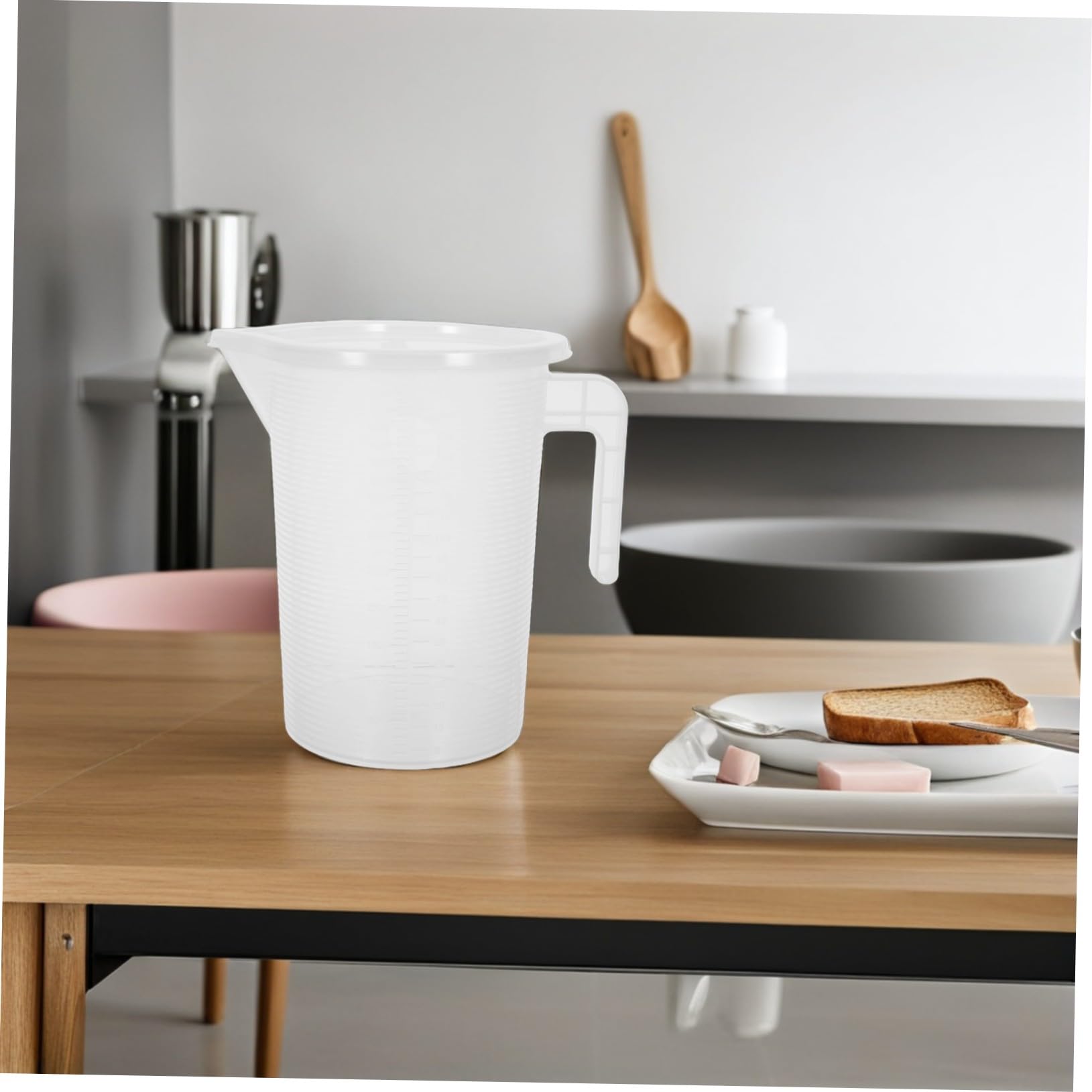 Brocca Graduata in Plastica con Coperchio 3, 5 l 2 Pezzi | Pp Trasparente, Scale Precise, per Preparazione Bevande Calde o Fredde
