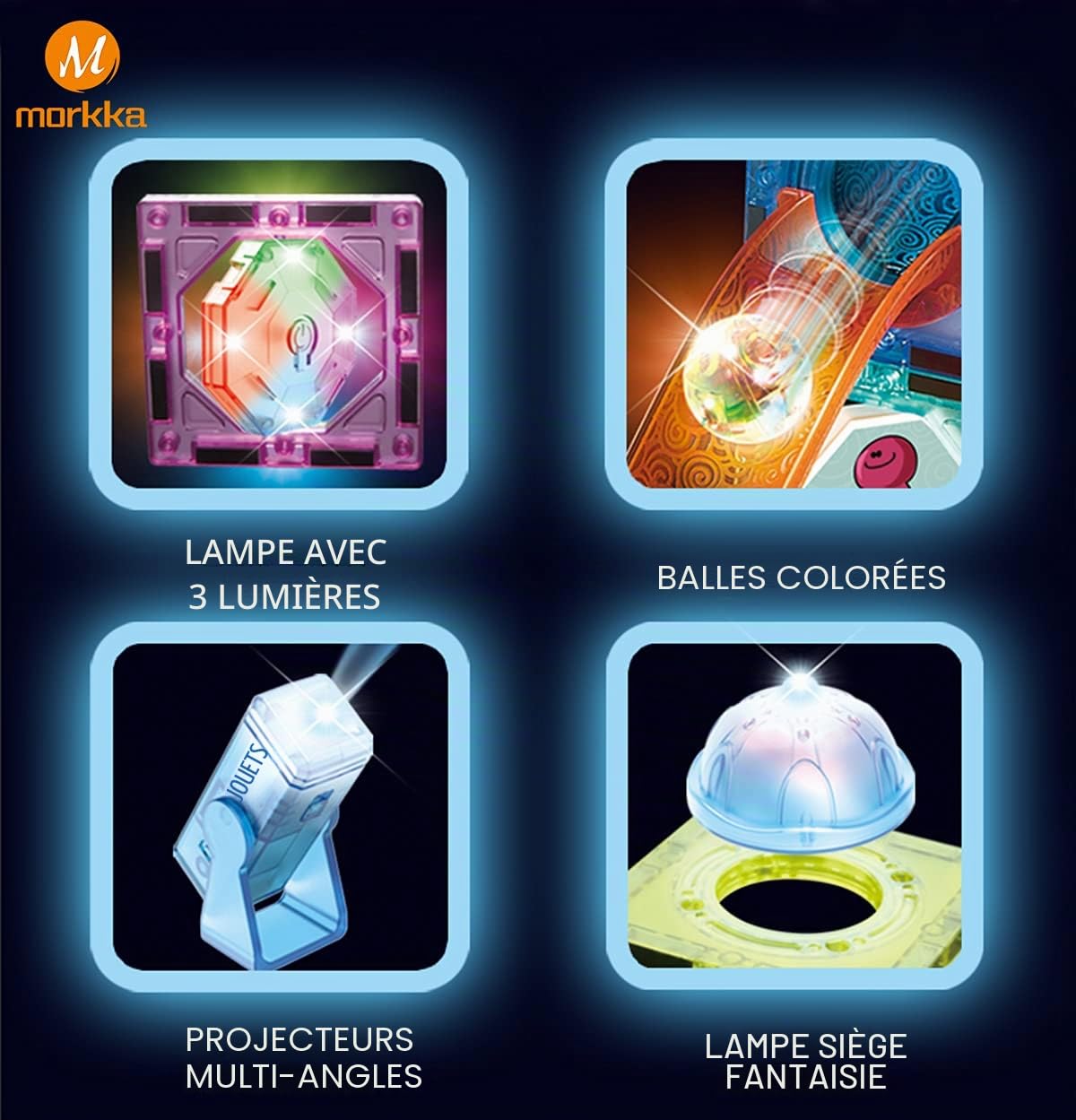 Blocs de Construction magnétiques de Luxe, Jouets STEM pour Enfants, Ensemble de Blocs de Construction de Jouets éducatifs 3D 3-12 Cadeaux pour garçons et Filles(Light Orbital Blocks-110PCS)