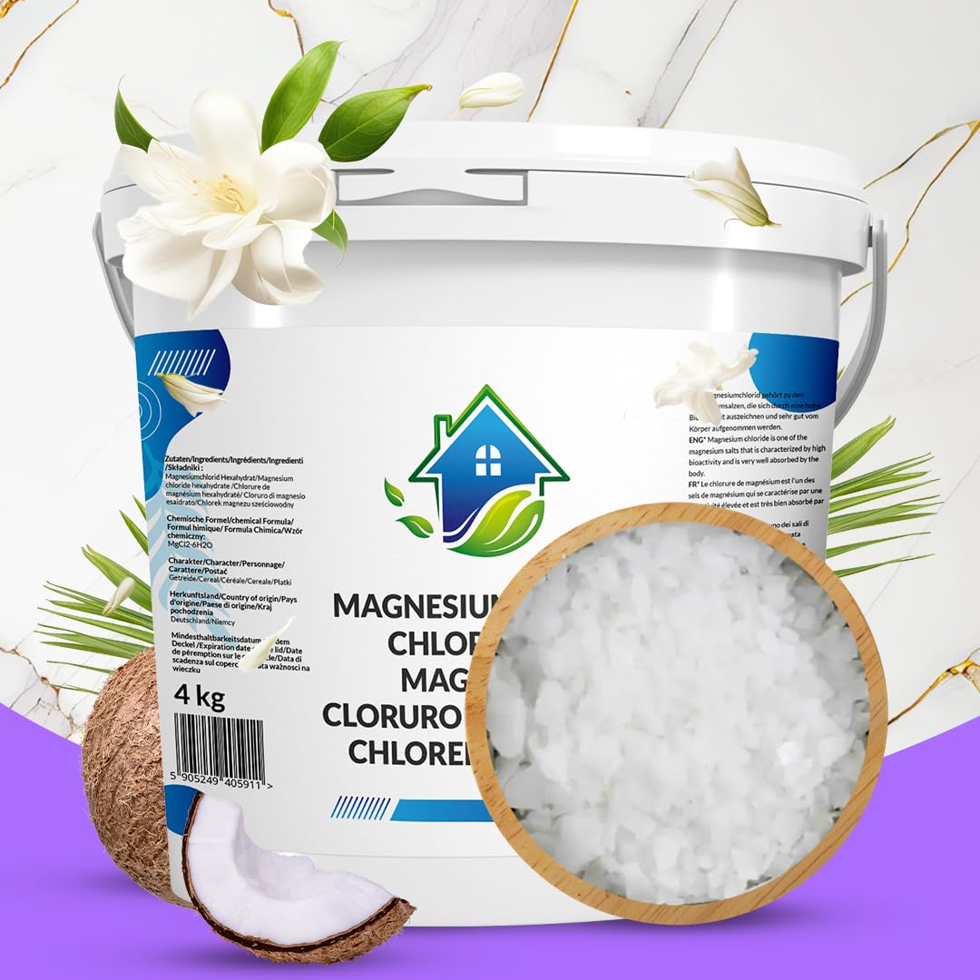 Chlorure de Magnésium Flakes I Cristaux de Magnésium pour Spa I Sel de Bain Relaxant Hexahydraté I Sels de Bain Naturels (8 Kg)