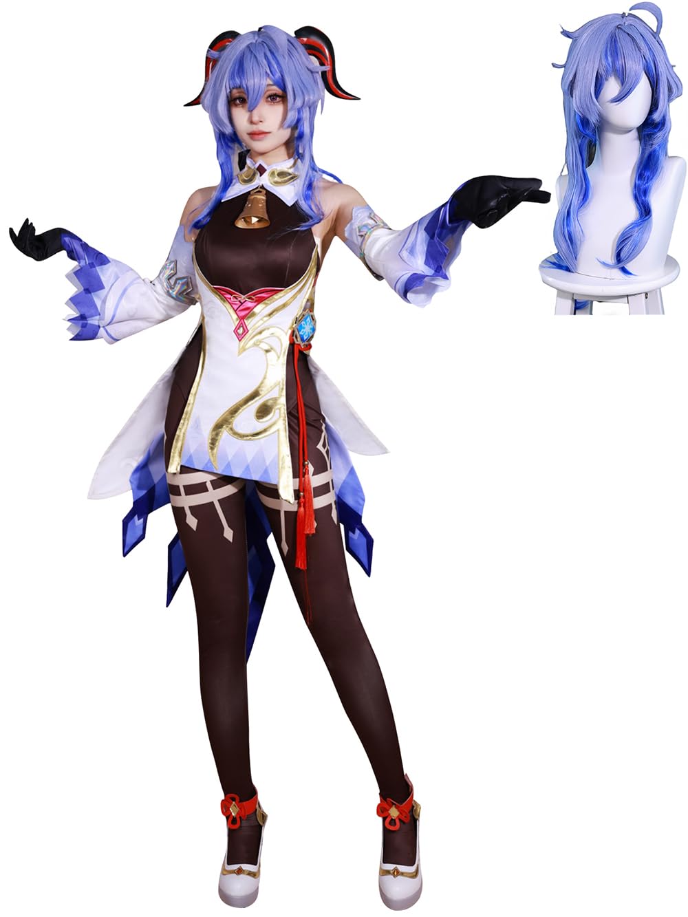 Uwowo 原神　甘雨　かんう　バレエ服　コスプレ　ウィッグ追加可 原神 Genshin げんしん 甘雨 ganyu ウィッグ コスプレ用 ネット