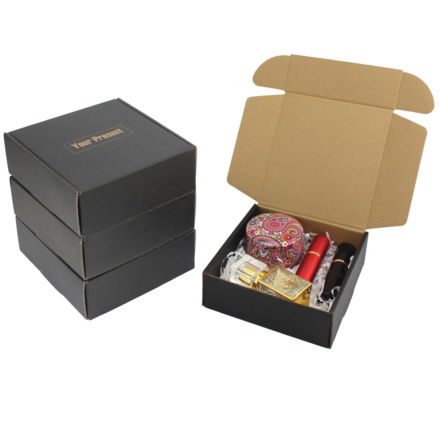 Gad2go Black 10 Pack Cardboard Gift Boxes 15X15x5cm Shipping Boxes For Gift Packaging