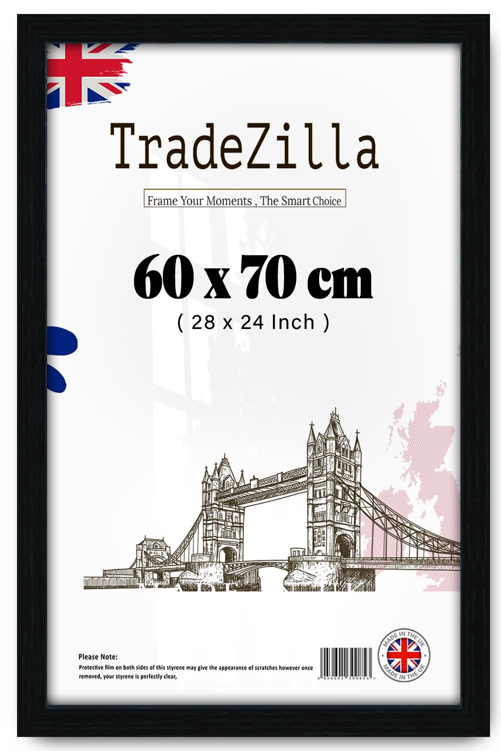 Tradezilla Black Modern Style, 60X70cm Gallery Picture Photo Frame, Horizontal And Vertical Wall Display, Made Up Of Solid Mdf Wood With Perspex For 60X70cm Living Room, Bedroom Décor (Black)