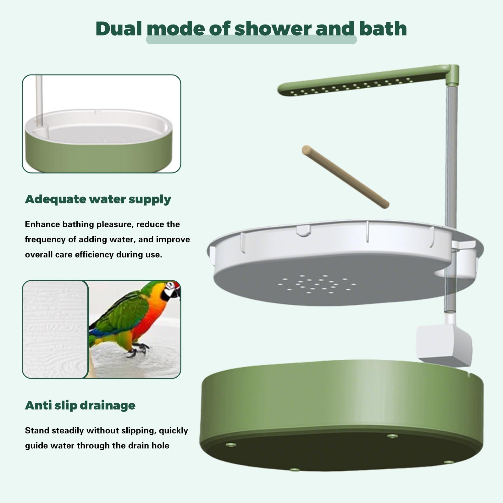 Parrot Bathtub Bird Automatic Bath Shower,Large Bird Shower Fountain Indoor Bathtub with Running Water, Contains USB and Pump,for Pet Birds, African Grey, Cockatiel, Conure, Budgie, Lovebird(Fashion) - image 4