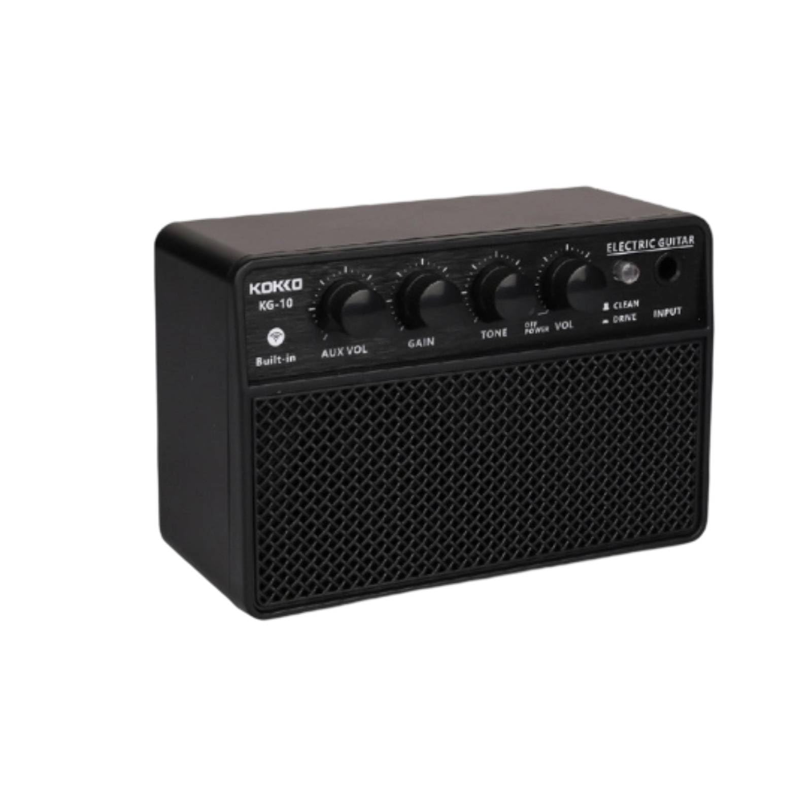 Amplificatore Portatile Basso Chitarra Elettrica 10W con Controlli Superiori Manopole Presa Ingresso Selettore Pulito, Amplificatore Per Chitarra Elettrica KG-10