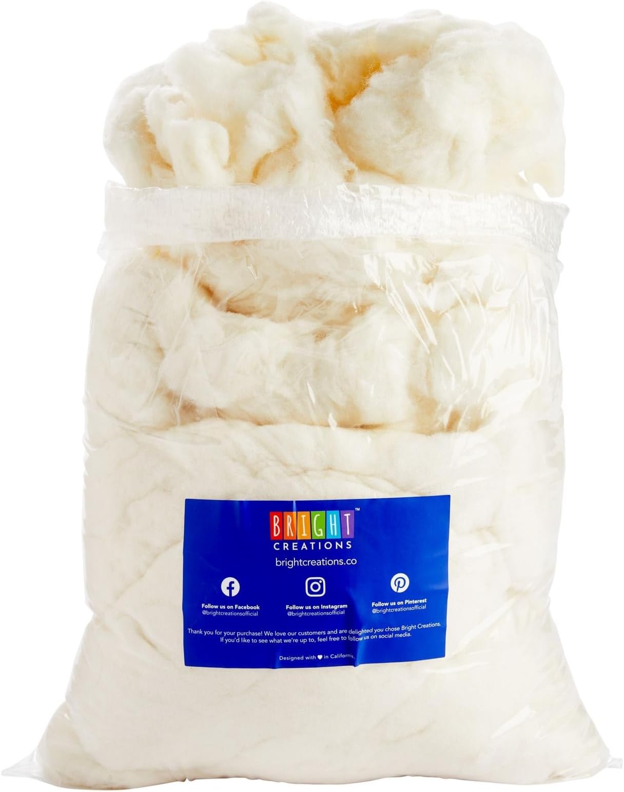 Bright Creations Wool Batting for Stuffing Animals, Crafts, Cushions, Pillow Filler, Needle Felting (16oz, Natural White)