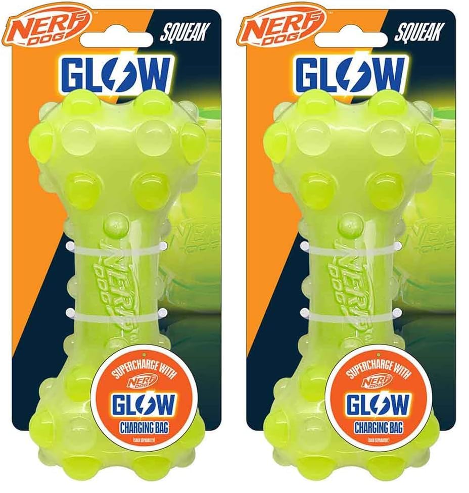 Nerf Dog Juguete Mordible Bone 7in TPR Pack 2