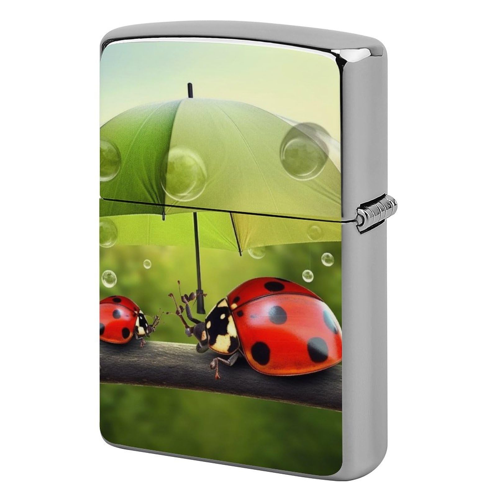 Funny Ladybug Holding Umbrellas Lighter Case for Men, Personalized Lighter Cover for Valentine's Day Gifts, Flip-Top Lighters Shell for Outdoor, Portable Lighters Protective Sleeve