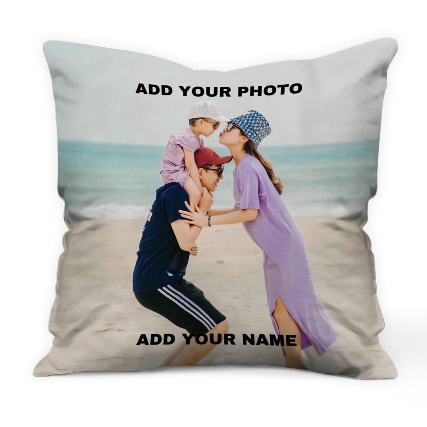 Jhingalala Prints - Customised Photo and Name Printed Cushion Cover I Personalised Pillow Cover with Filler I Photo Printed Gift for Girls I 12x12 Inch (1 Photo - White Colour)-image-19