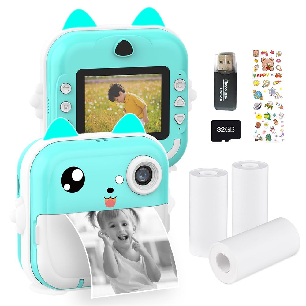 Sponsored Ad – Portable Children Instant Thermal Print Kid Camera 2.4 Inch Screen Digital Camera P Selfie HD Video Thermal Inkless Printing with 32GB Memory Card 3 Rolls White Print Paper & Card Reader & DOOMUN